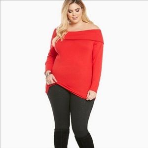 Torrid Red Cowl or Off shoulder Red Sweater